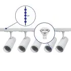 Set completo 1-Fase Rail 2 Metro Bianca | incl. 5x Faretti + GU10 2700K 3W Dimmerabile + Tappo Di Chiusura, Connettore di Alimentazione e I-Connettore